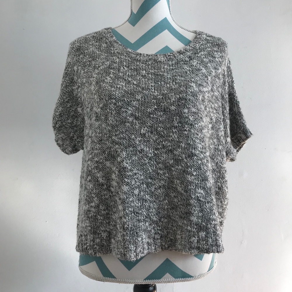 Vince Cropped Short Sleeve Sweater, Small